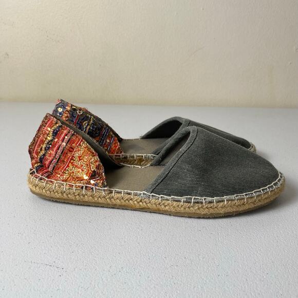 Muk Luks Size 8 Karina Slip On Espadrille Flats Boho Canvas Shoes Spring Summer - Picture 5 of 13